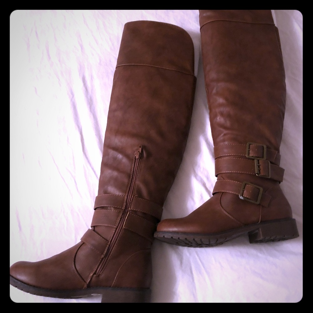 Over the knee brown boots